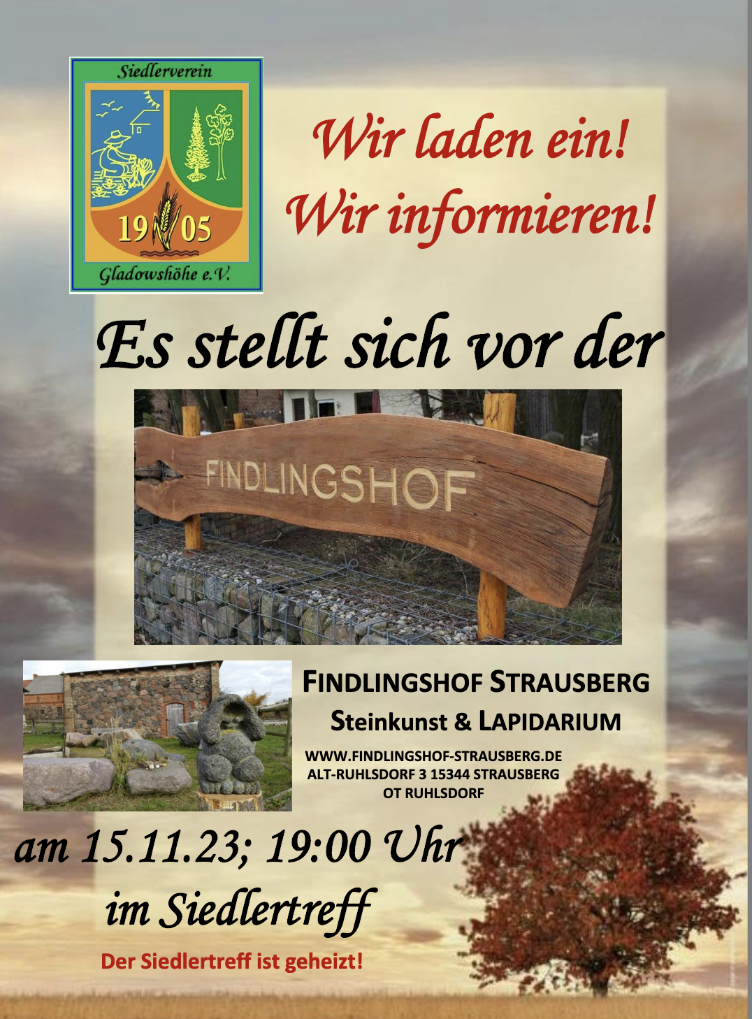 Einladung zum Infoabend in Gladowshöhe